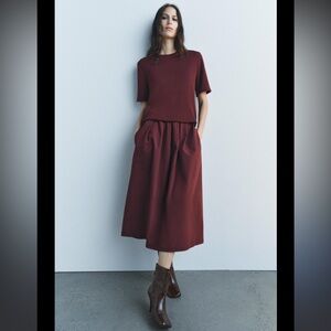 NWT Zara Contrasting Midi Dress